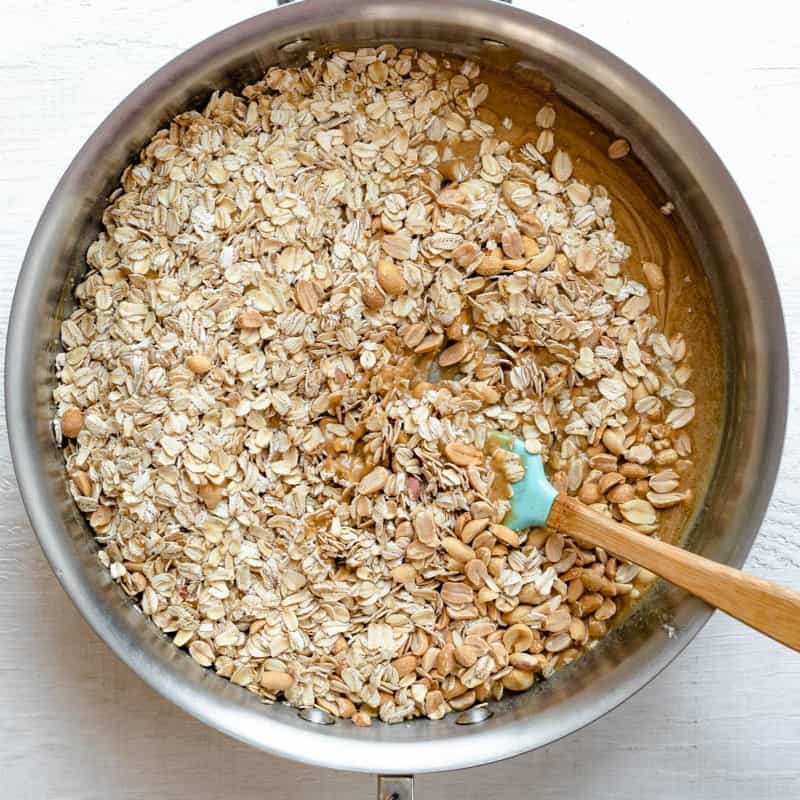 Oats and peanuts added.