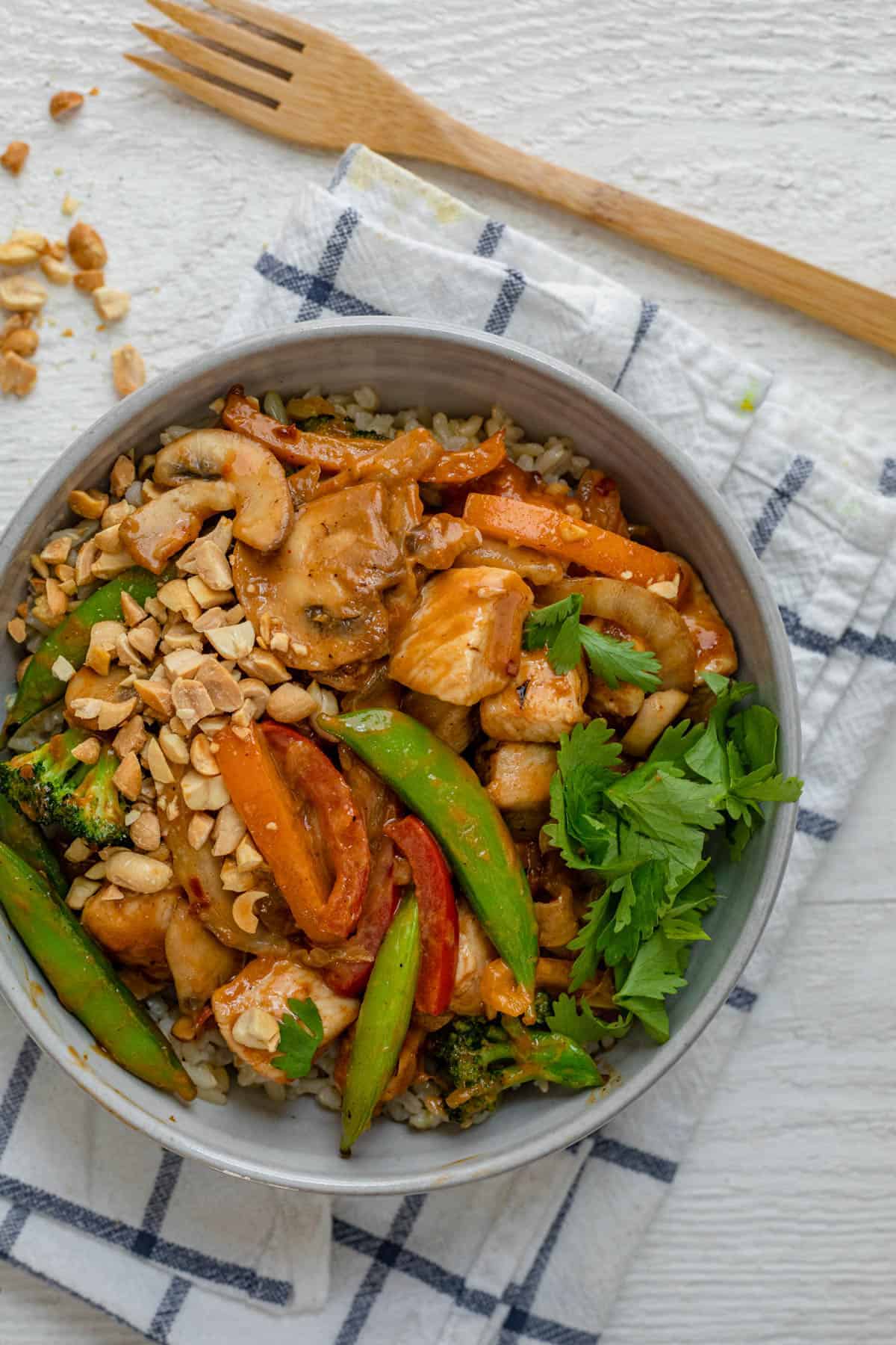 Healthy Garden Chicken Salad Meal Prep - With Peanut Butter on Top