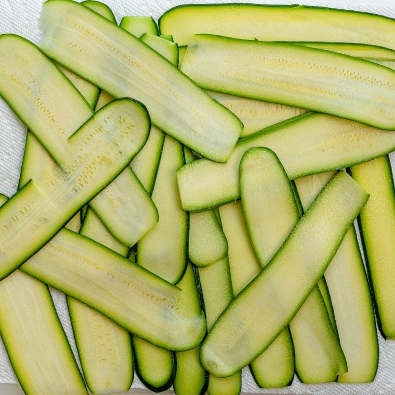 Zucchini ravioli peels once finished with all of the peeling.