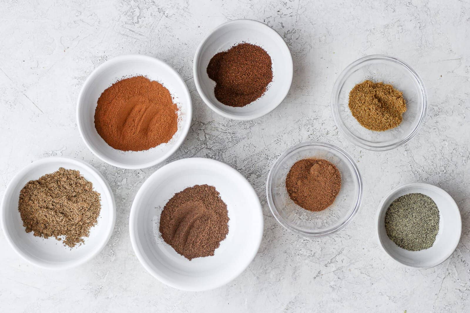 The ingredients to make seven spice. 