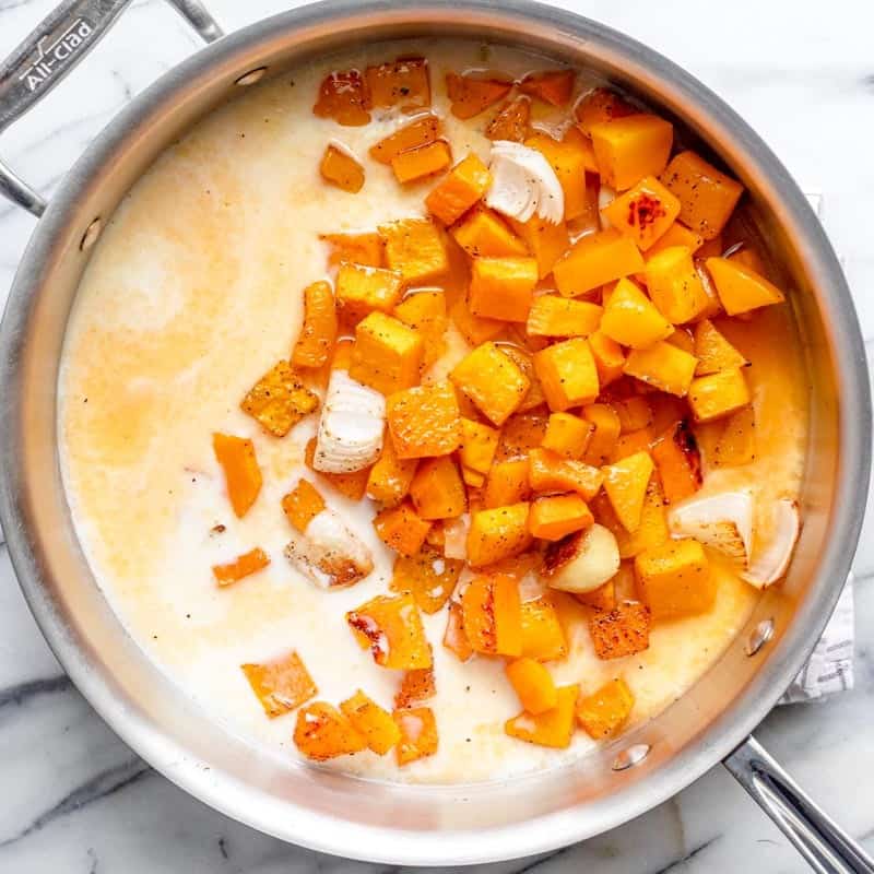 Added broth, milk, and pasta water.