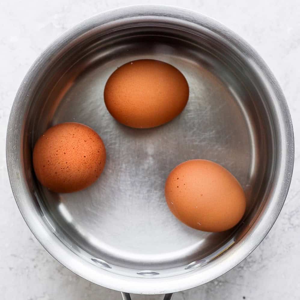 Eggs in pot after boiling.