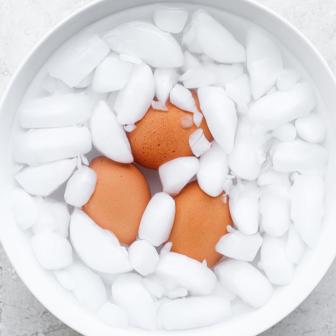 Eggs in ice bath.
