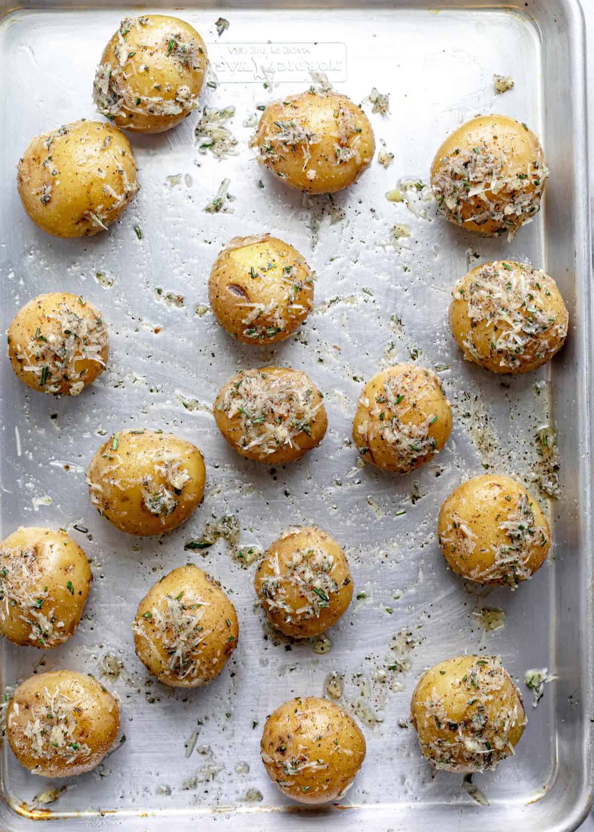 Added seasonings on top of the potatoes.