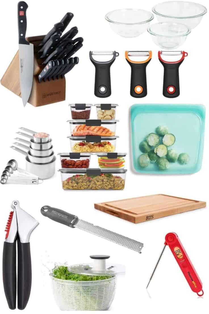 Top kitchen tools collage with featured images of gadgets shown