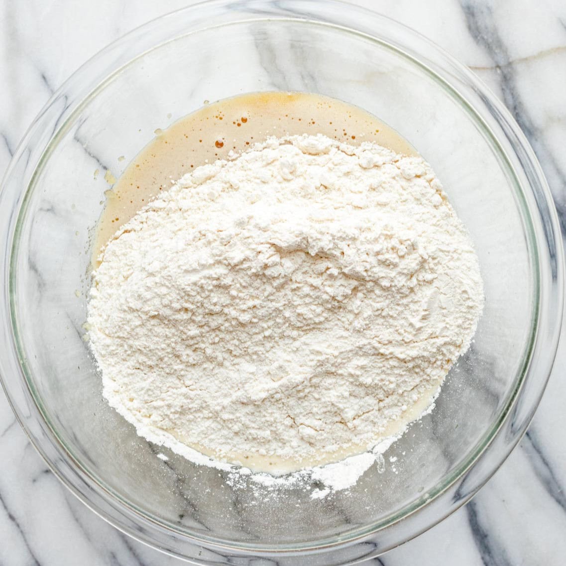 Dry ingredients added to the bowl.