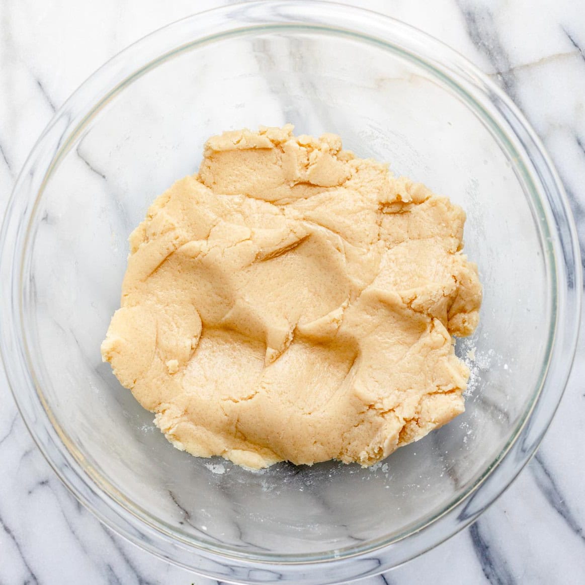 Peppermint sugar cookie dough after fully combined.