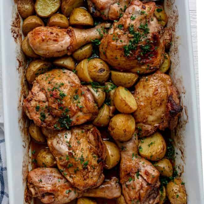 One Pan Chicken and Potatoes.