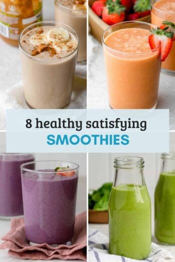 Collage image of 8 satisfying smoothies