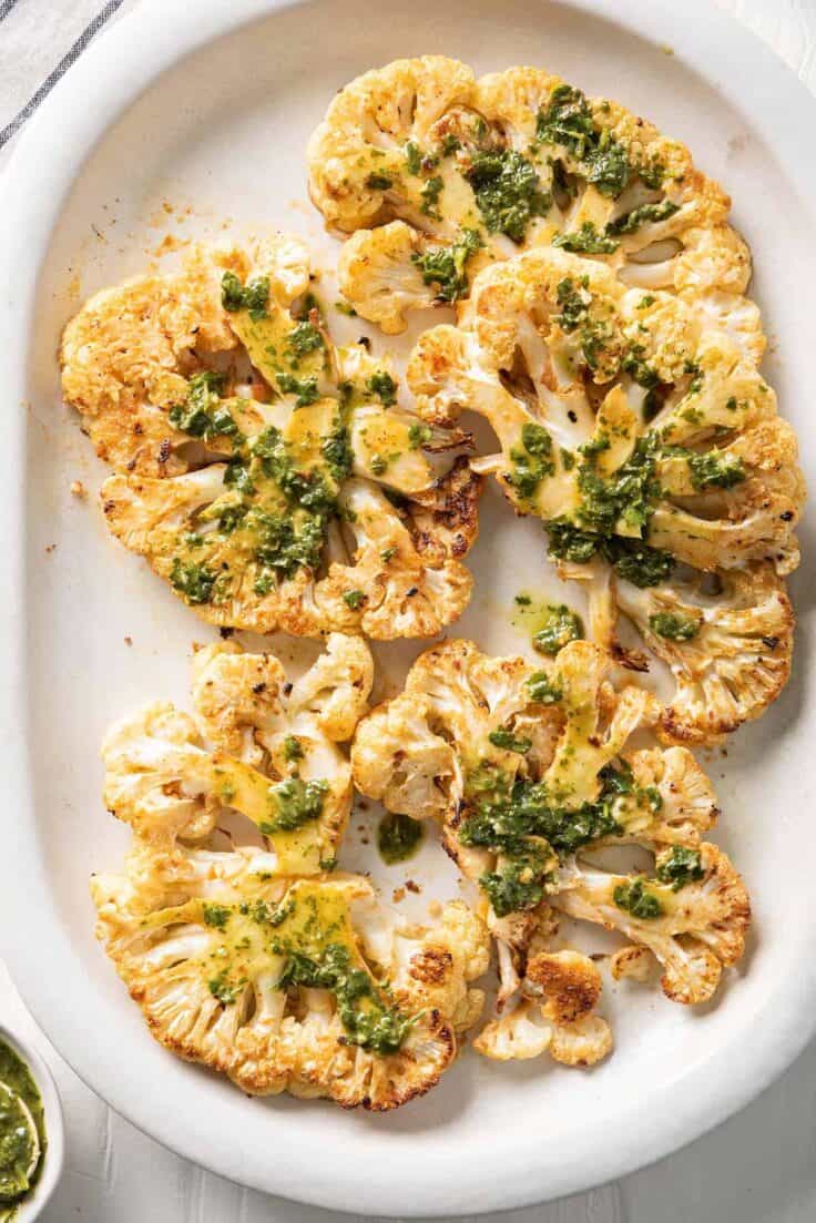 Roasted Cauliflower Steaks {Side Dish Recipe} - Feel Good Foodie