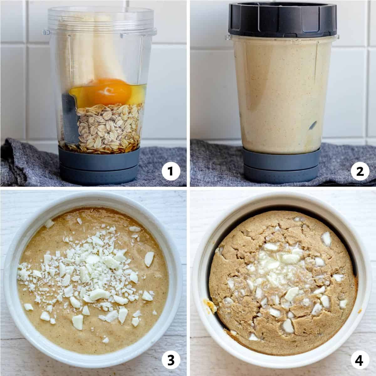 4 image collage to show how to make the recipe in the vanilla flavor