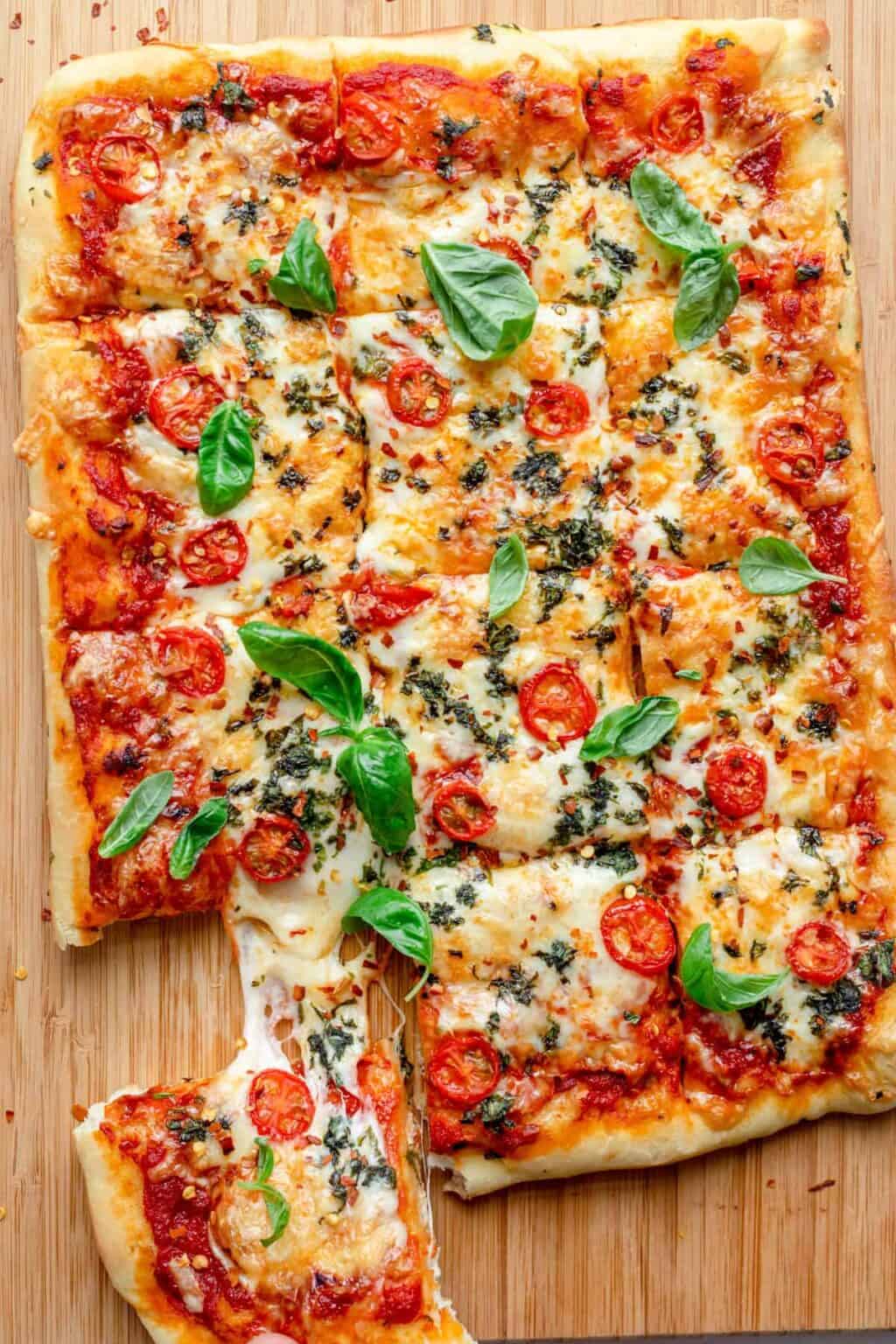 Sheet Pan Pizza {Homemade Dough Recipe Included} | FeelGoodFoodie