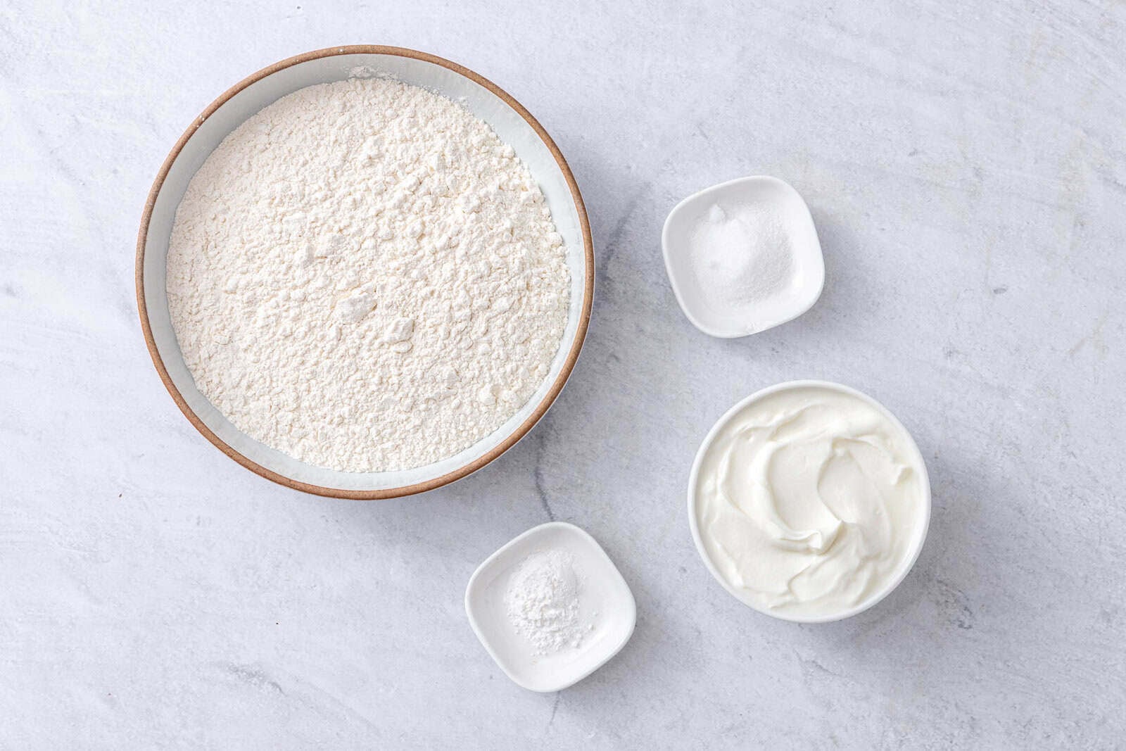 Ingredients before prepped for yogurt flatbread.