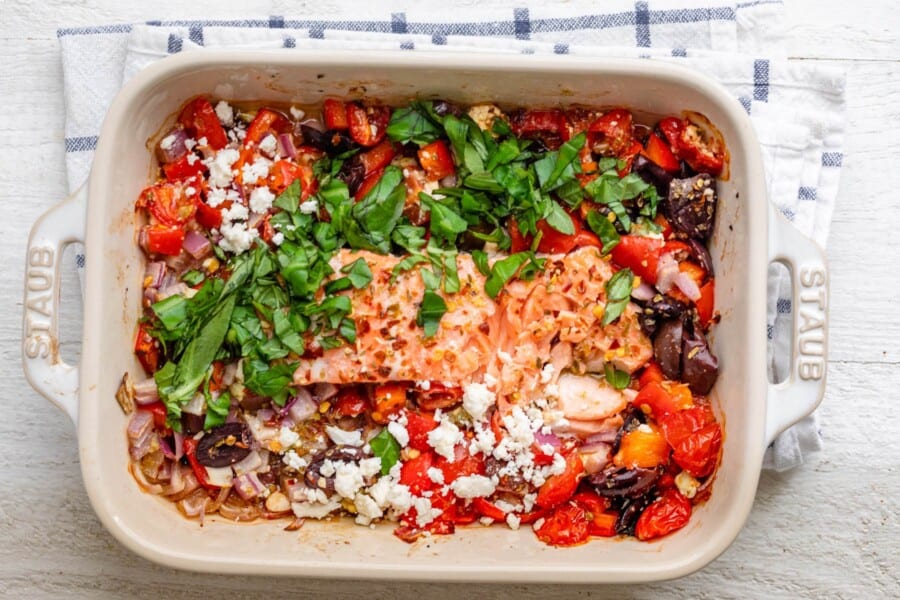 Baked Feta Salmon.