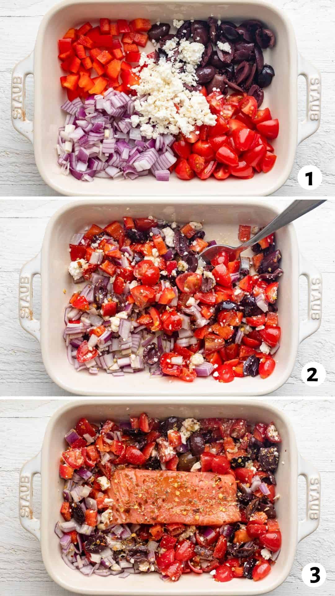 3 image collage to show how to make the recipe