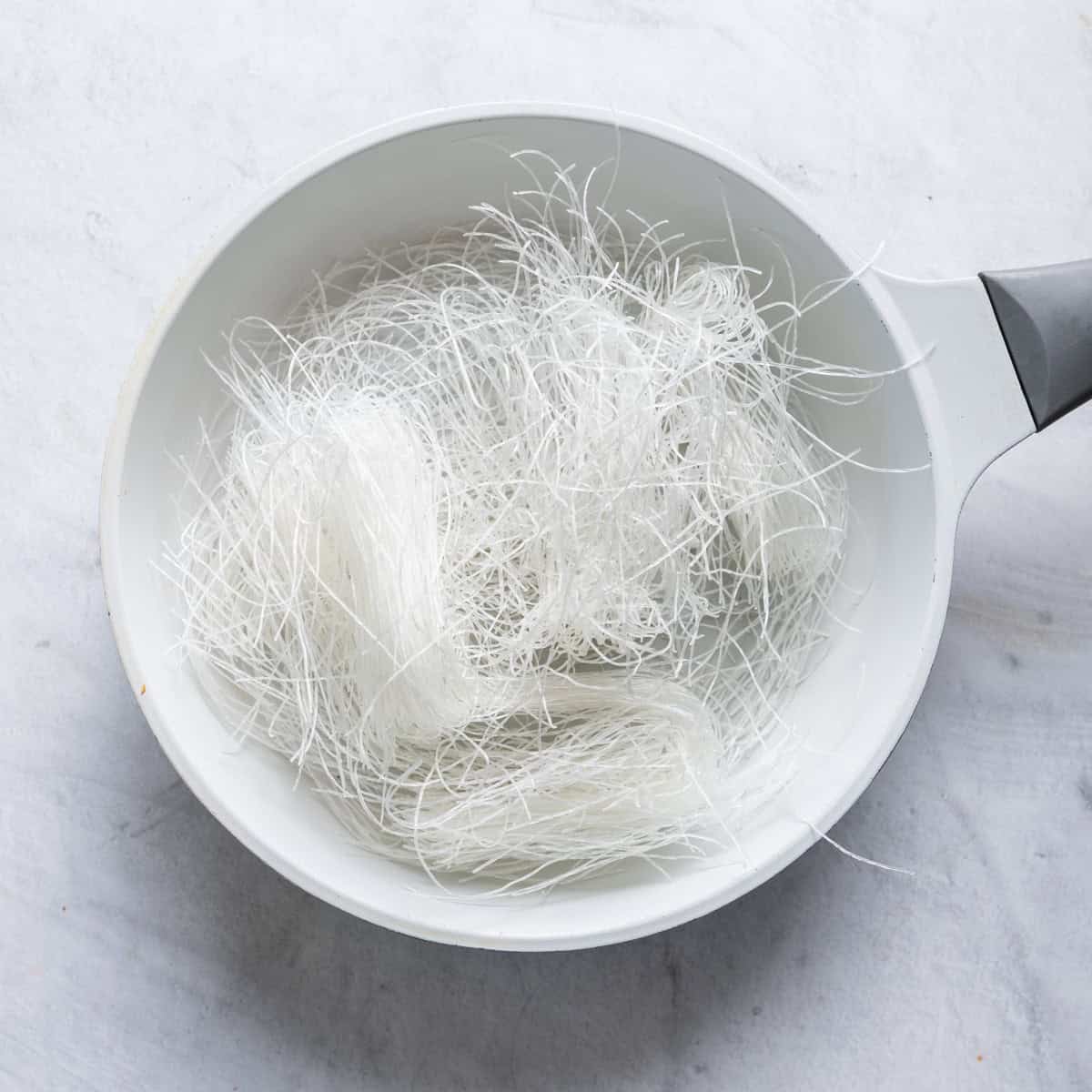 Vermicelli noodles in a pot.