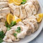 Sliced chicken cooked from frozen in instant pot
