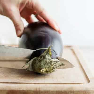cutting stem of eggplant