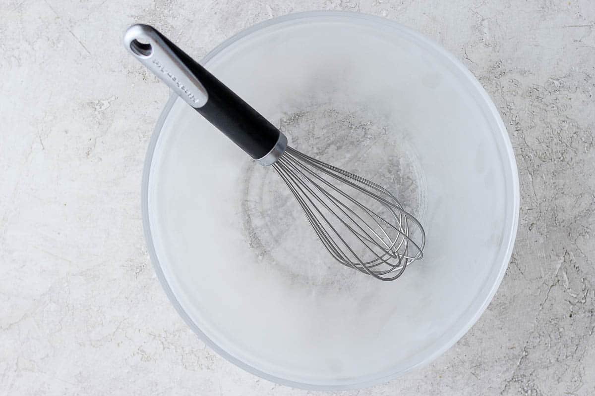 Chilled bowl before making whipped cream with a whisk inside