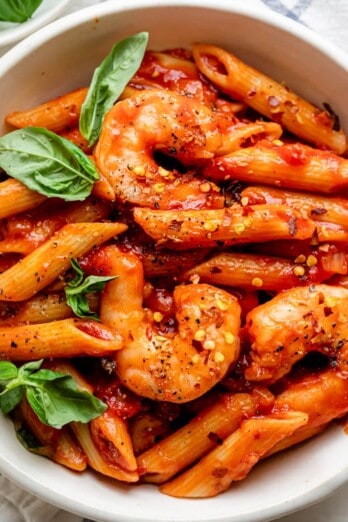 Arrabiata Pasta with Shrimp.