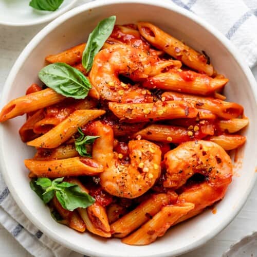 Arrabiata Pasta with Shrimp.