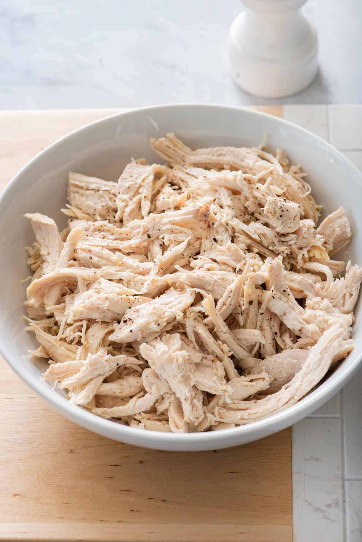 Bowl for shredded chicken after cooking in instant pot