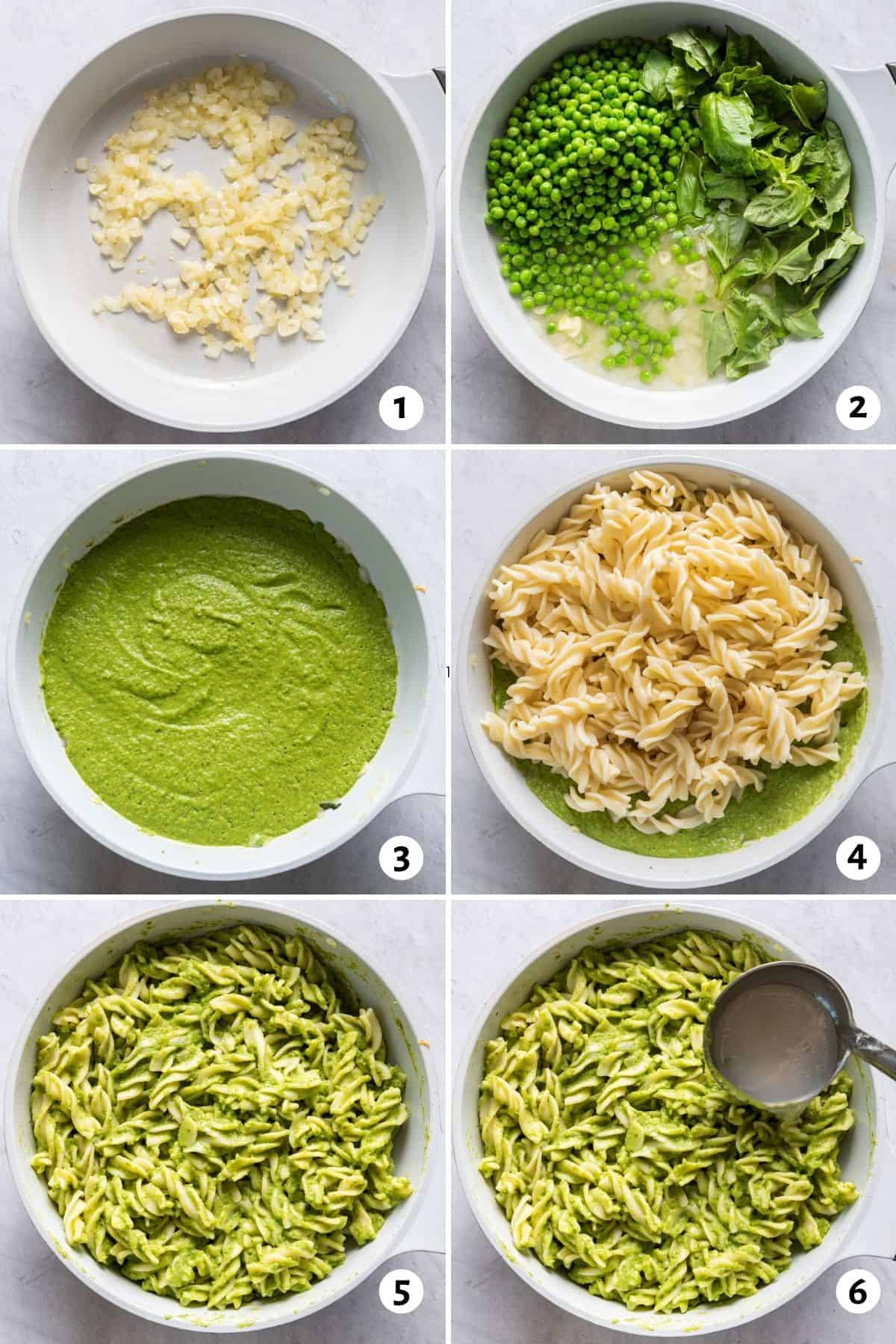 6 image collage to show how to make the recipe