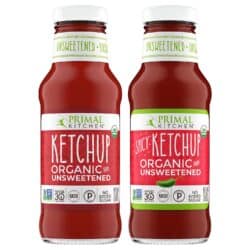 two bottles of primal kitchen ketchup