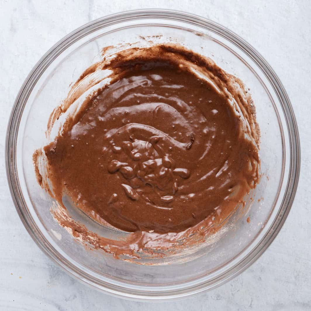 A bowl of batter After stirring together all of the ingredients.