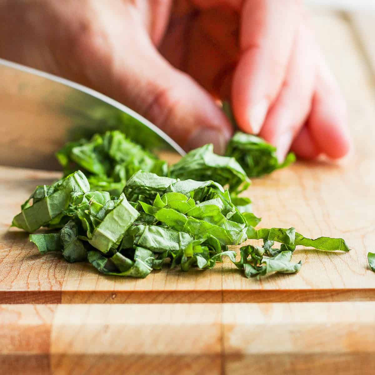 Knife slicing towards the end.