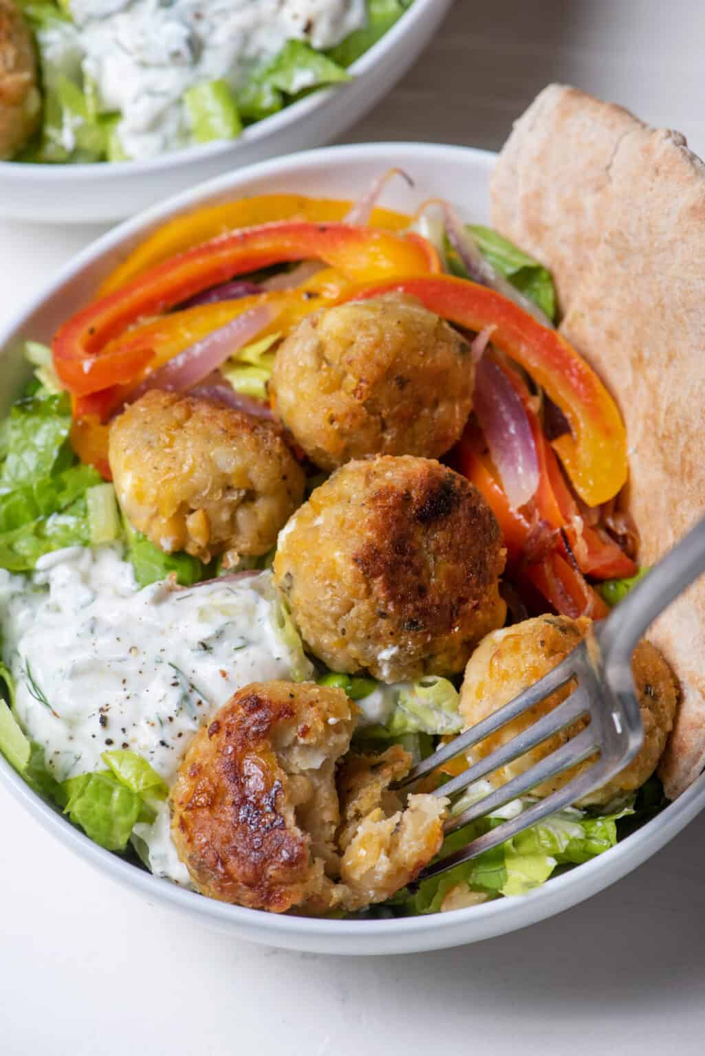 Vegetarian Gyro Bowl {With Chickpea Bites} FeelGoodFoodie