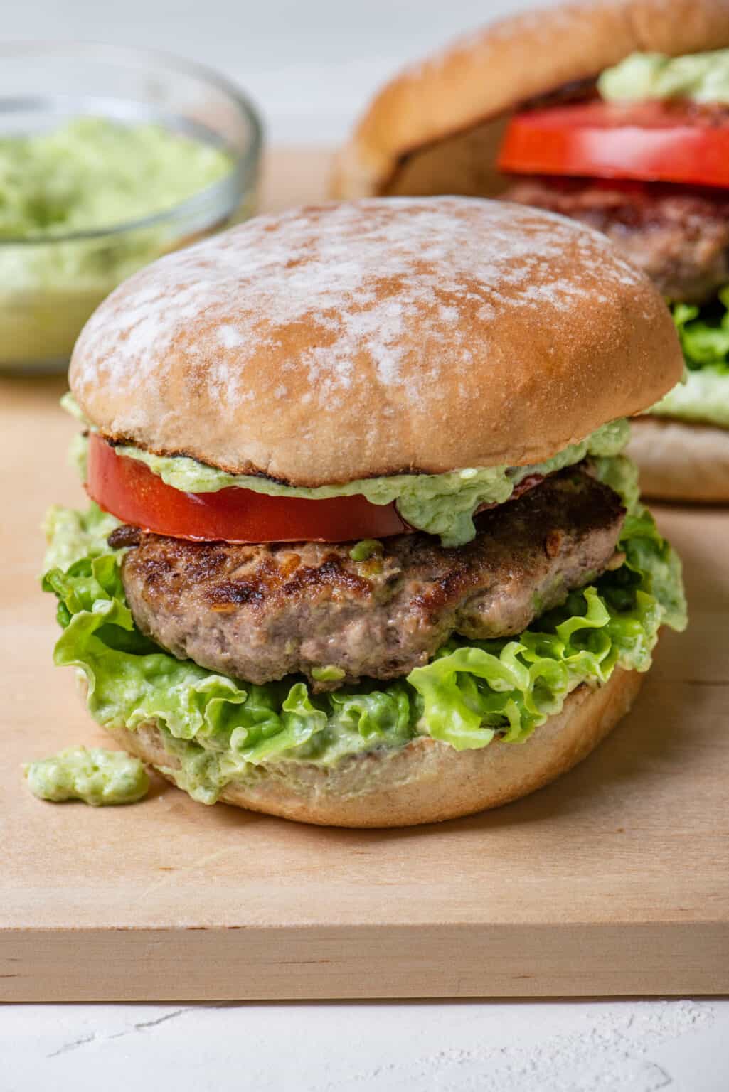 Avocado Burger {With Avocado Crema} - Feel Good Foodie