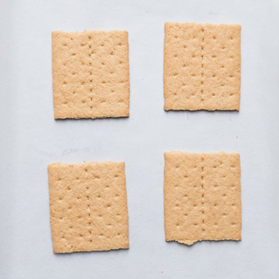 Baking dish with graham crackers.