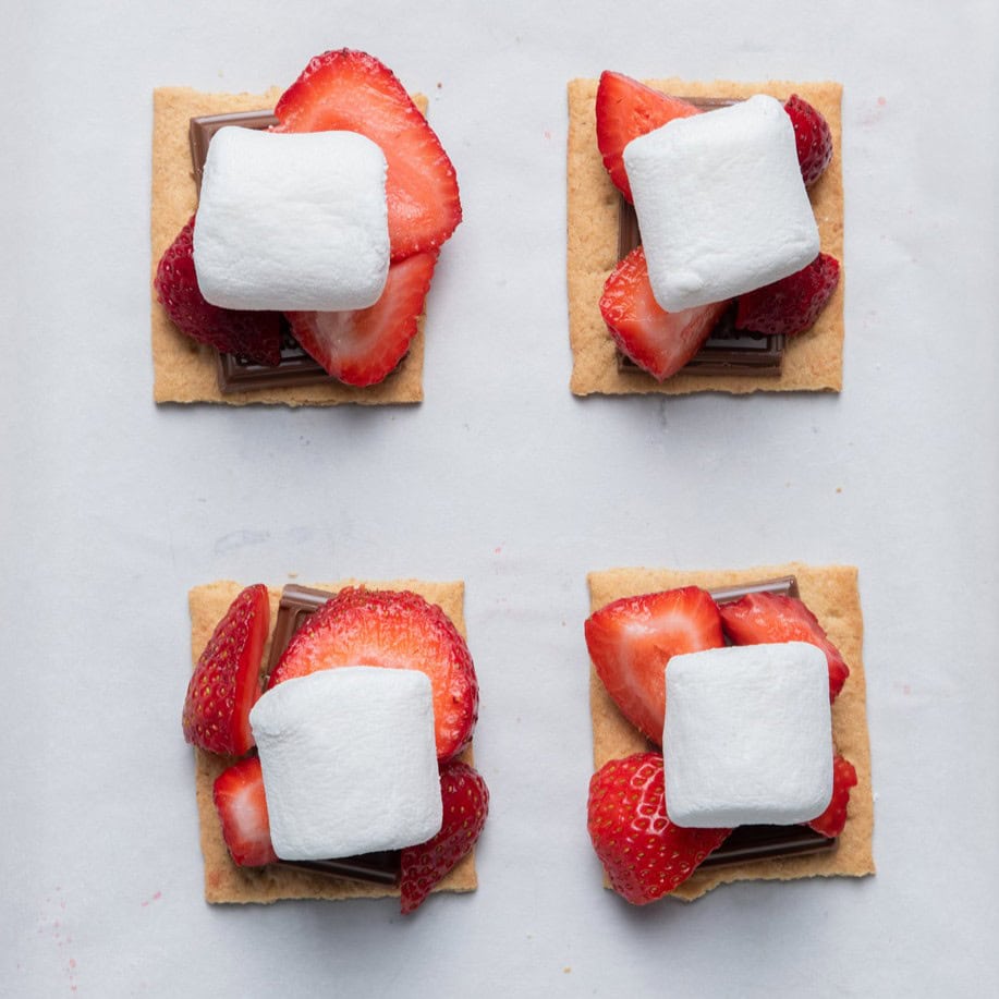 Stack with marshmallow on top.
