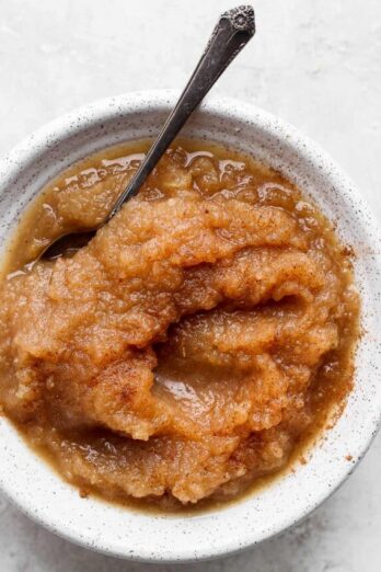 Bowl of homemade cinnamond applesauce