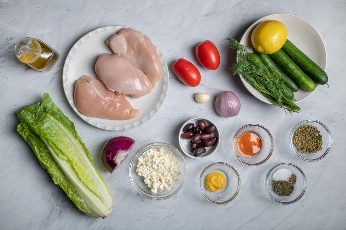 Ingredients to make the salad before prepping