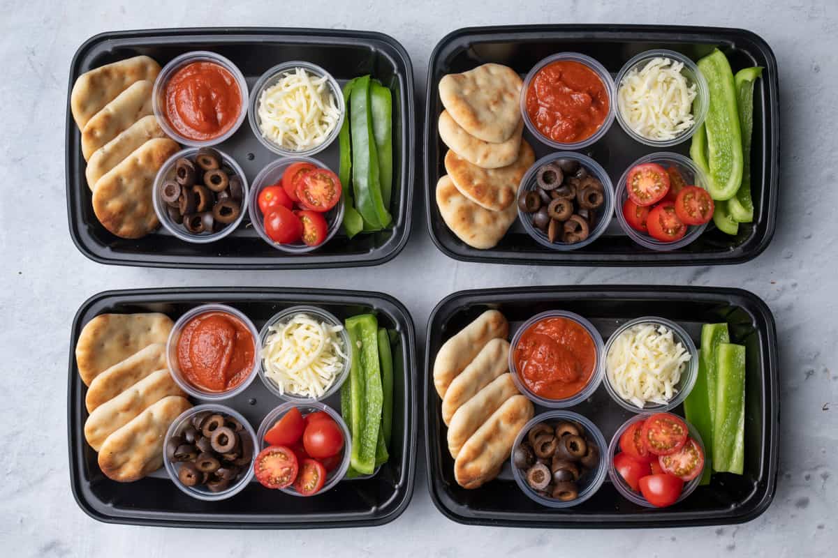 DIY Pizza lunchable meal prep with topping ideas