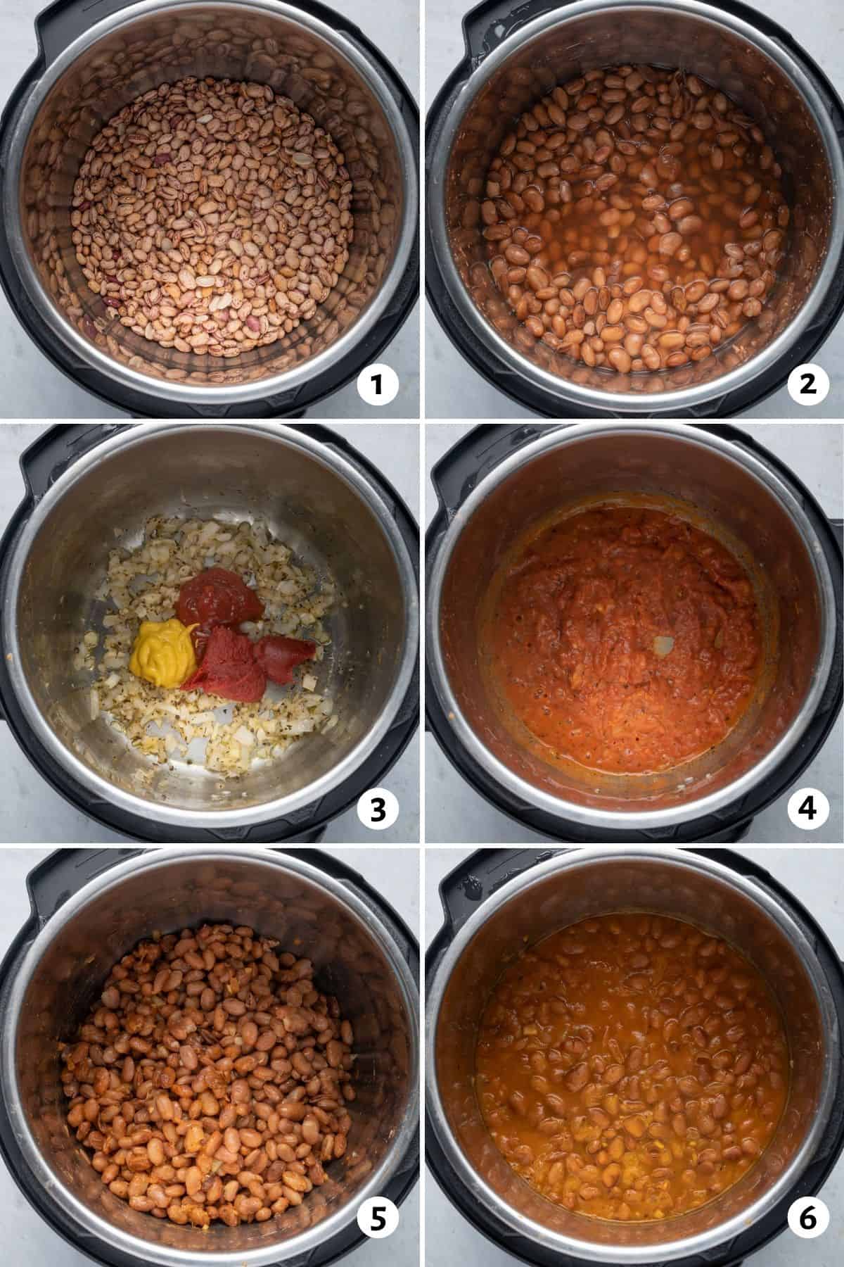 6 image collage to show how to make the recipe in the instant pot