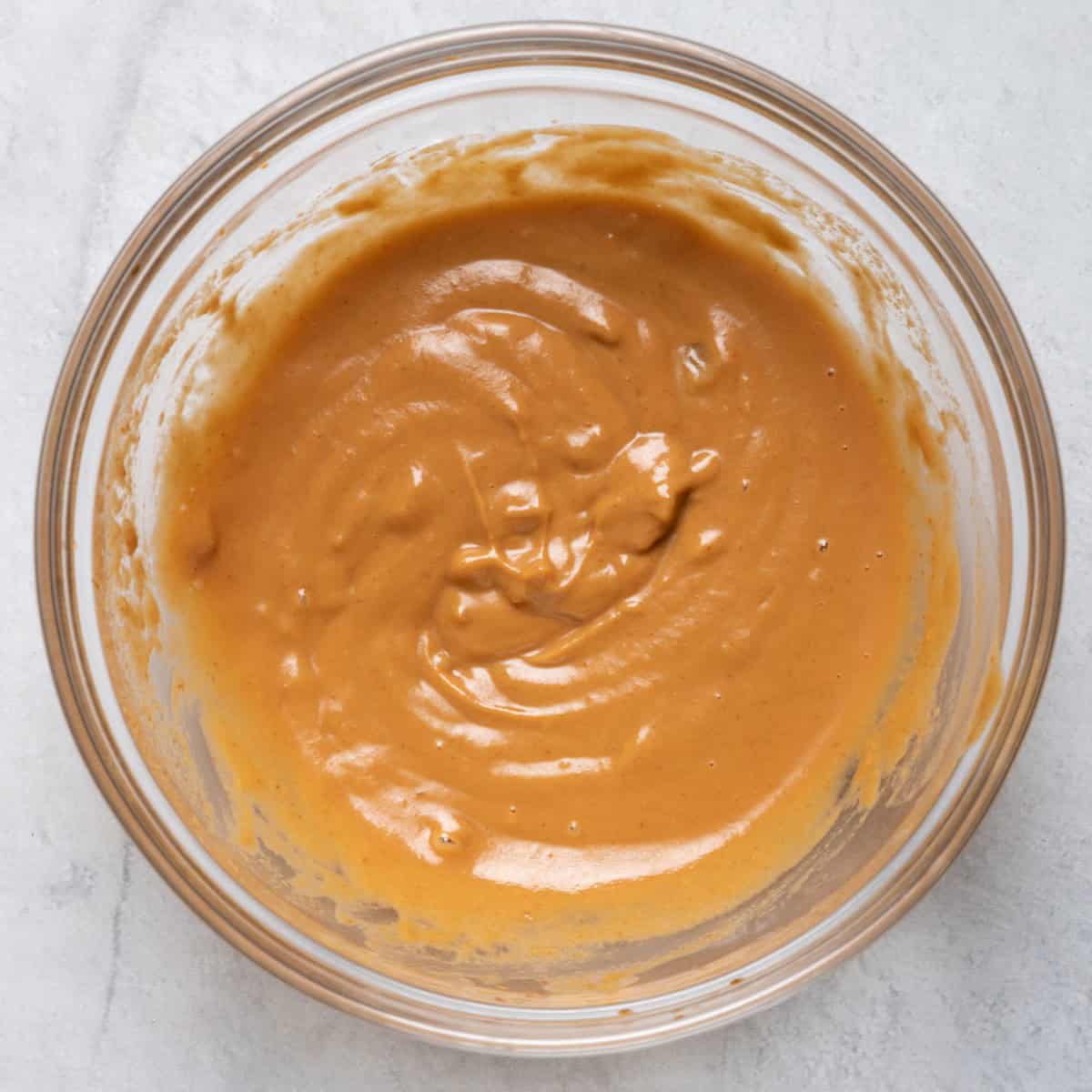 Ingredients fully combined for peanut sauce.