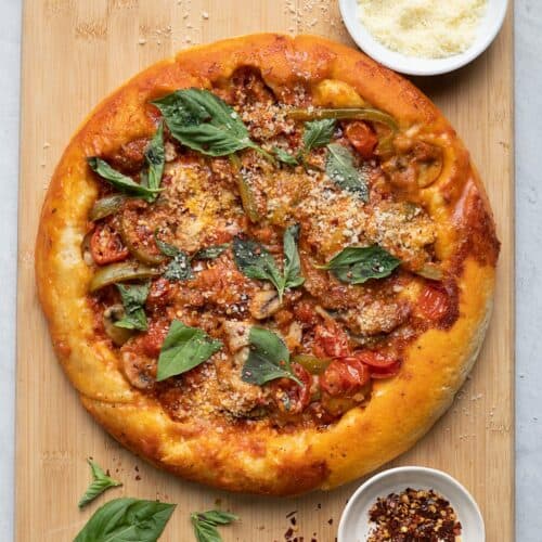 Upside-Down Deep-Dish Skillet Pizza - A Family Feast®