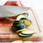 Slicing zucchini into rounds