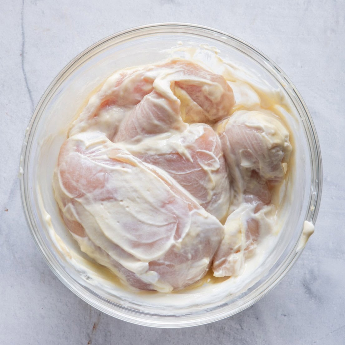 Same bowl with chicken added and tossed in.