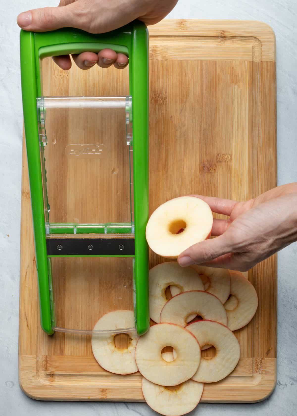 Slicing apples.