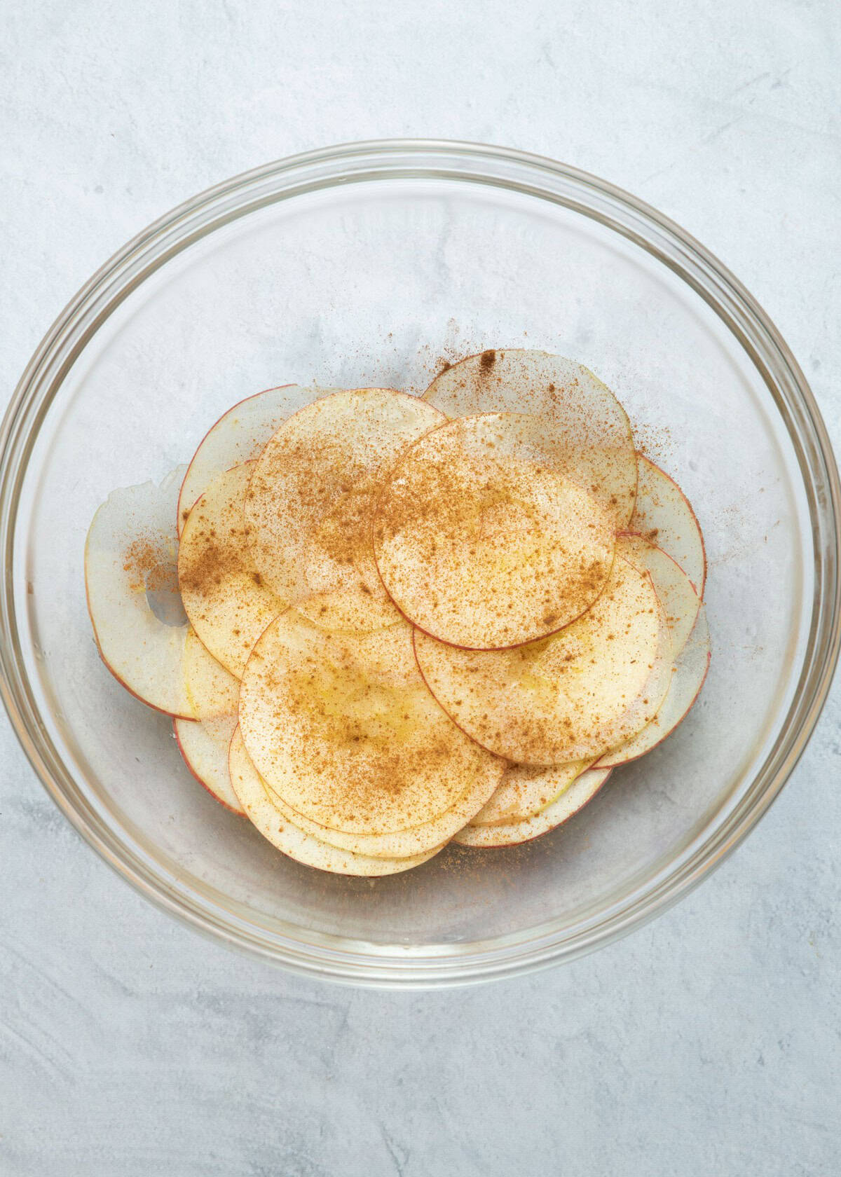 Apples prepared in bowl.