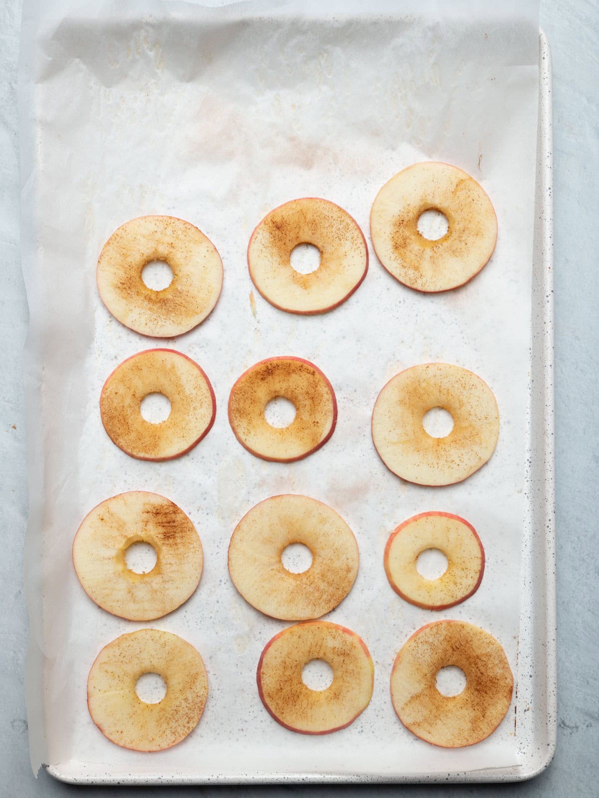 Apples before cooking in oven.