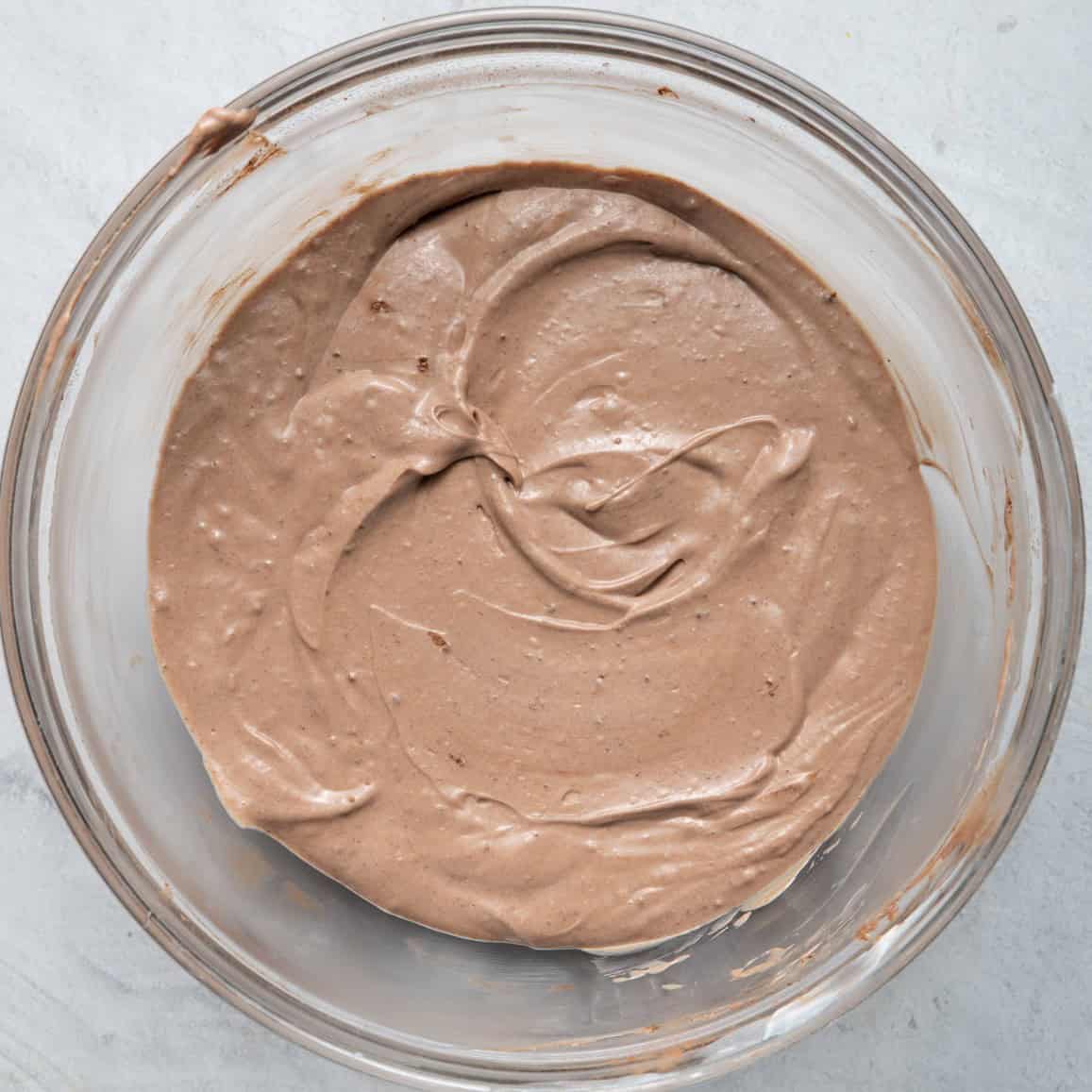 Pudding ingredients in the bowl after mixing.