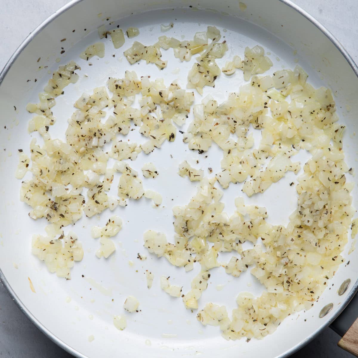 Cooked onions, garlic and italian seasoning.