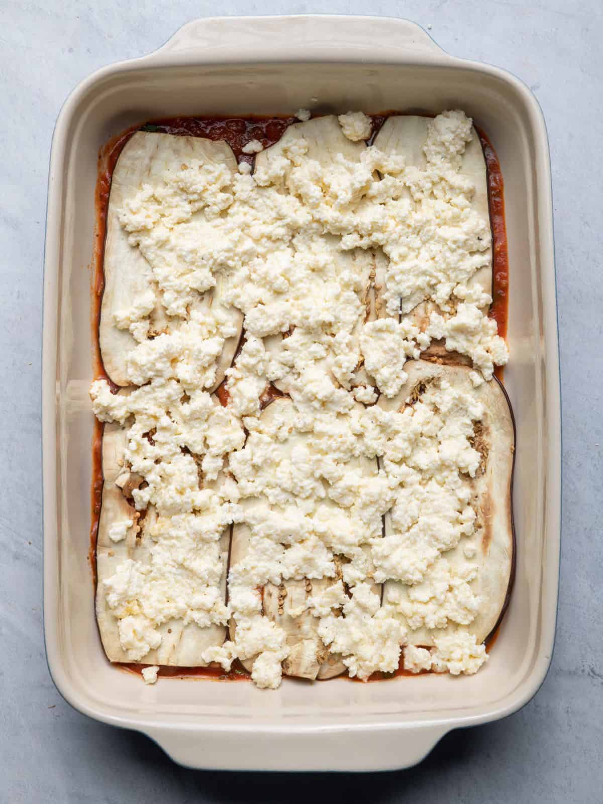 Ricotta mixture on top.
