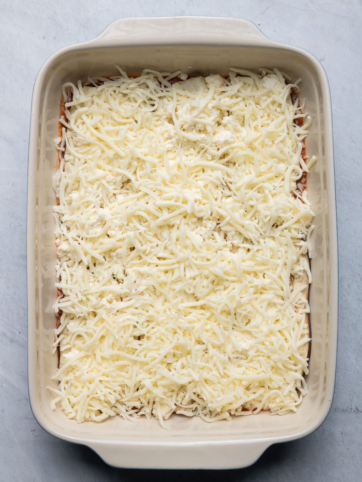 Mozzarella cheese on top.