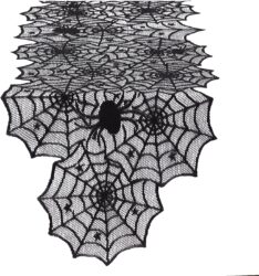 black table runner with spider webs